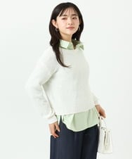 F1BGD27140 MK MICHEL KLEIN(小さいサイズ)(メゾン ドゥ サンク) 【小さいサイズ】コットン混ベーシックシャツ（無地）/接触冷感/防シワ/洗濯機で洗える ピンク