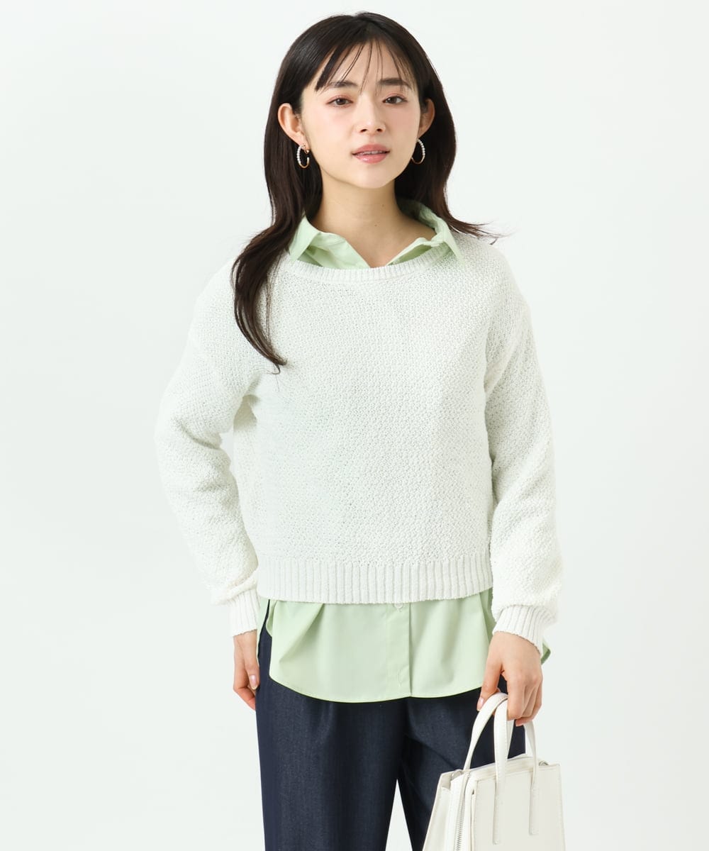 F1BGD27140 MK MICHEL KLEIN(小さいサイズ)(メゾン ドゥ サンク) 【小さいサイズ】コットン混ベーシックシャツ（無地）/接触冷感/防シワ/洗濯機で洗える ピンク