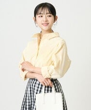 F1BGD27140 MK MICHEL KLEIN(小さいサイズ)(メゾン ドゥ サンク) 【小さいサイズ】コットン混ベーシックシャツ（無地）/接触冷感/防シワ/洗濯機で洗える ライトイエロー