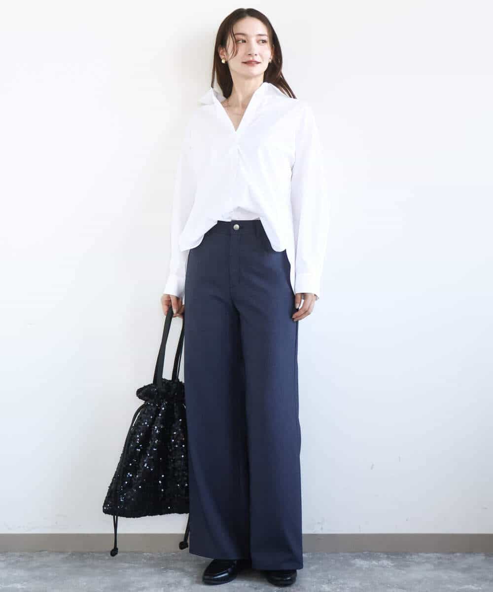 F1BGD27140 MK MICHEL KLEIN(小さいサイズ)(メゾン ドゥ サンク) 【小さいサイズ】コットン混ベーシックシャツ（無地）/接触冷感/防シワ/洗濯機で洗える ピンク