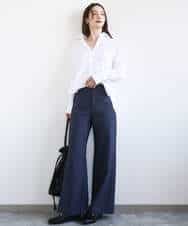 F1BGD27140 MK MICHEL KLEIN(小さいサイズ)(メゾン ドゥ サンク) 【小さいサイズ】コットン混ベーシックシャツ（無地）/接触冷感/防シワ/洗濯機で洗える ピンク