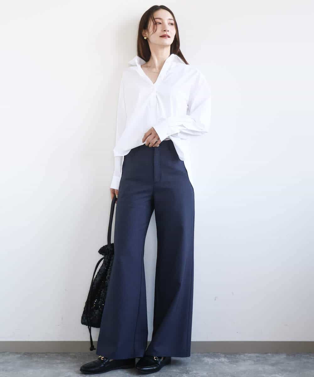 F1BGD27140 MK MICHEL KLEIN(小さいサイズ)(メゾン ドゥ サンク) 【小さいサイズ】コットン混ベーシックシャツ（無地）/接触冷感/防シワ/洗濯機で洗える ピンク