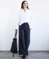 F1BGD27140 MK MICHEL KLEIN(小さいサイズ)(メゾン ドゥ サンク) 【小さいサイズ】コットン混ベーシックシャツ（無地）/接触冷感/防シワ/洗濯機で洗える ピンク