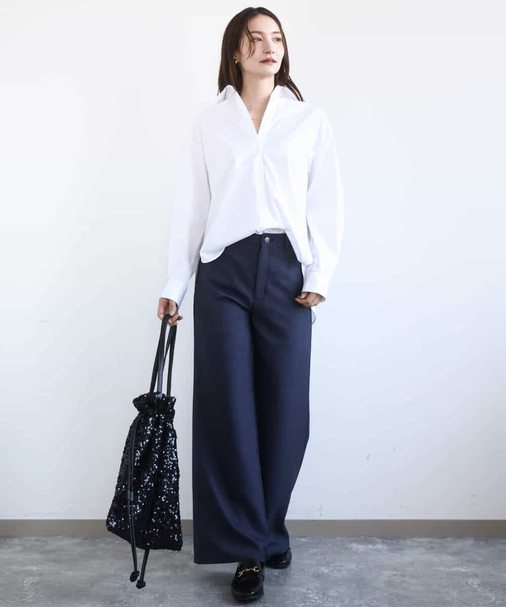 F1BGD27140 MK MICHEL KLEIN(小さいサイズ)(メゾン ドゥ サンク) 【小さいサイズ】コットン混ベーシックシャツ（無地）/接触冷感/防シワ/洗濯機で洗える ピンク