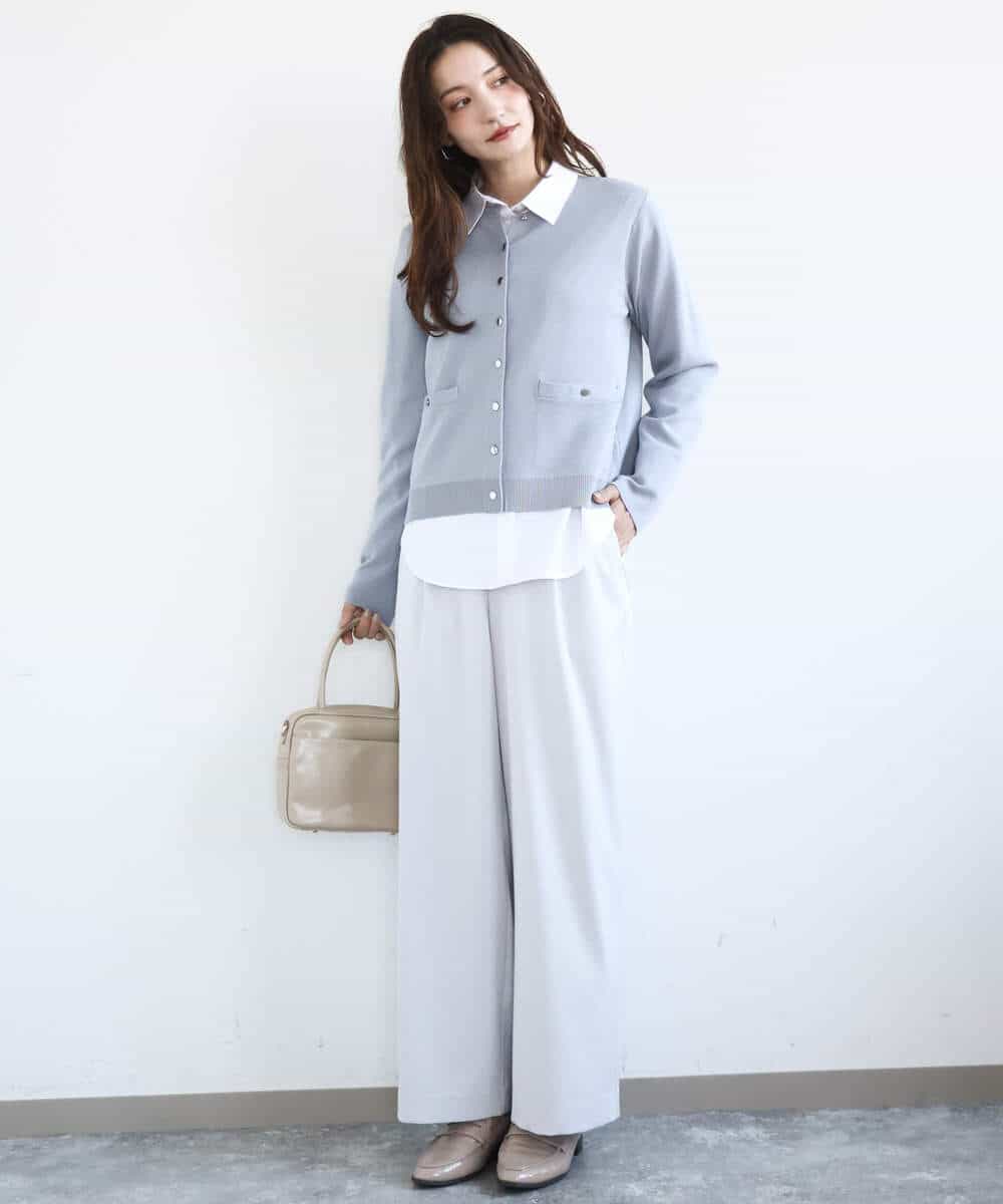 F1BGD27140 MK MICHEL KLEIN(小さいサイズ)(メゾン ドゥ サンク) 【小さいサイズ】コットン混ベーシックシャツ（無地）/接触冷感/防シワ/洗濯機で洗える ピンク