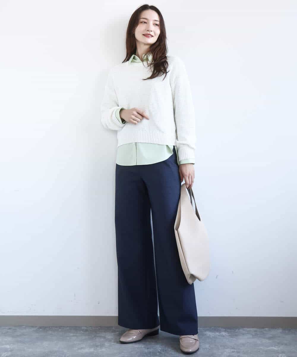 F1BGD27140 MK MICHEL KLEIN(小さいサイズ)(メゾン ドゥ サンク) 【小さいサイズ】コットン混ベーシックシャツ（無地）/接触冷感/防シワ/洗濯機で洗える ピンク