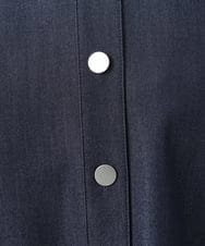 F1BGD30150 MK MICHEL KLEIN(小さいサイズ)(メゾン ドゥ サンク) 【小さいサイズ】[SANAGARAシリーズ]デニムライク クロップド丈シャツブラウス/接触冷感/UVカット/洗濯機で洗える ネイビー