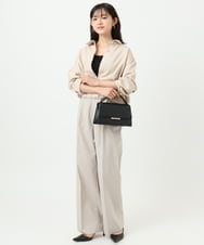 F1BGD30150 MK MICHEL KLEIN(小さいサイズ)(メゾン ドゥ サンク) 【小さいサイズ】[SANAGARAシリーズ]デニムライク クロップド丈シャツブラウス/接触冷感/UVカット/洗濯機で洗える ネイビー