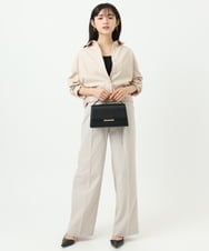 F1BGD30150 MK MICHEL KLEIN(小さいサイズ)(メゾン ドゥ サンク) 【小さいサイズ】[SANAGARAシリーズ]デニムライク クロップド丈シャツブラウス/接触冷感/UVカット/洗濯機で洗える ネイビー