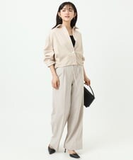 F1BGD30150 MK MICHEL KLEIN(小さいサイズ)(メゾン ドゥ サンク) 【小さいサイズ】[SANAGARAシリーズ]デニムライク クロップド丈シャツブラウス/接触冷感/UVカット/洗濯機で洗える ネイビー