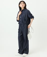 F1BGD30150 MK MICHEL KLEIN(小さいサイズ)(メゾン ドゥ サンク) 【小さいサイズ】[SANAGARAシリーズ]デニムライク クロップド丈シャツブラウス/接触冷感/UVカット/洗濯機で洗える ネイビー