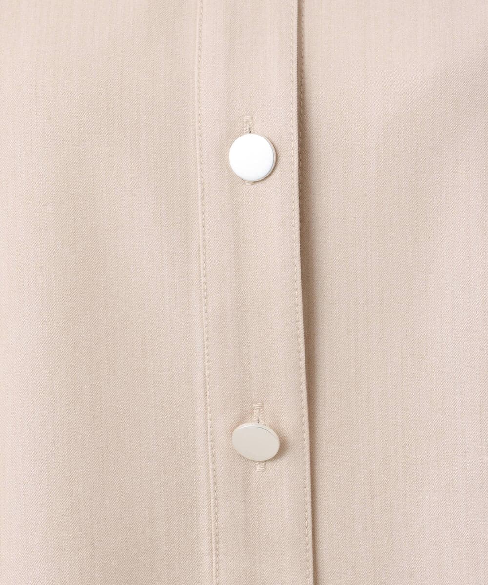 F1BGD30150 MK MICHEL KLEIN(小さいサイズ)(メゾン ドゥ サンク) 【小さいサイズ】[SANAGARAシリーズ]デニムライク クロップド丈シャツブラウス/接触冷感/UVカット/洗濯機で洗える ネイビー