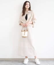 F1BGD30150 MK MICHEL KLEIN(小さいサイズ)(メゾン ドゥ サンク) 【小さいサイズ】[SANAGARAシリーズ]デニムライク クロップド丈シャツブラウス/接触冷感/UVカット/洗濯機で洗える ネイビー