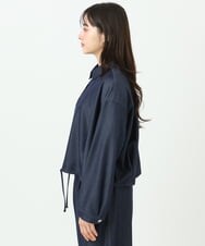 F1BGD30150 MK MICHEL KLEIN(小さいサイズ)(メゾン ドゥ サンク) 【小さいサイズ】[SANAGARAシリーズ]デニムライク クロップド丈シャツブラウス/接触冷感/UVカット/洗濯機で洗える ネイビー