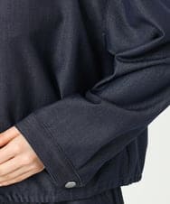 F1BGD30150 MK MICHEL KLEIN(小さいサイズ)(メゾン ドゥ サンク) 【小さいサイズ】[SANAGARAシリーズ]デニムライク クロップド丈シャツブラウス/接触冷感/UVカット/洗濯機で洗える ネイビー