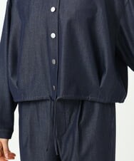 F1BGD30150 MK MICHEL KLEIN(小さいサイズ)(メゾン ドゥ サンク) 【小さいサイズ】[SANAGARAシリーズ]デニムライク クロップド丈シャツブラウス/接触冷感/UVカット/洗濯機で洗える ネイビー