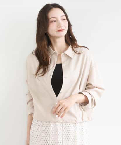 F1BGD30150 MK MICHEL KLEIN(小さいサイズ) 【小さいサイズ】[SANAGARAシリーズ]デニムライク クロップド丈シャツブラウス/接触冷感/UVカット/洗濯機で洗える