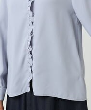 F1BGD32150 MK MICHEL KLEIN(小さいサイズ)(メゾン ドゥ サンク) 【小さいサイズ】Vネックミニフリルブラウス/洗濯機で洗える ライトブルー