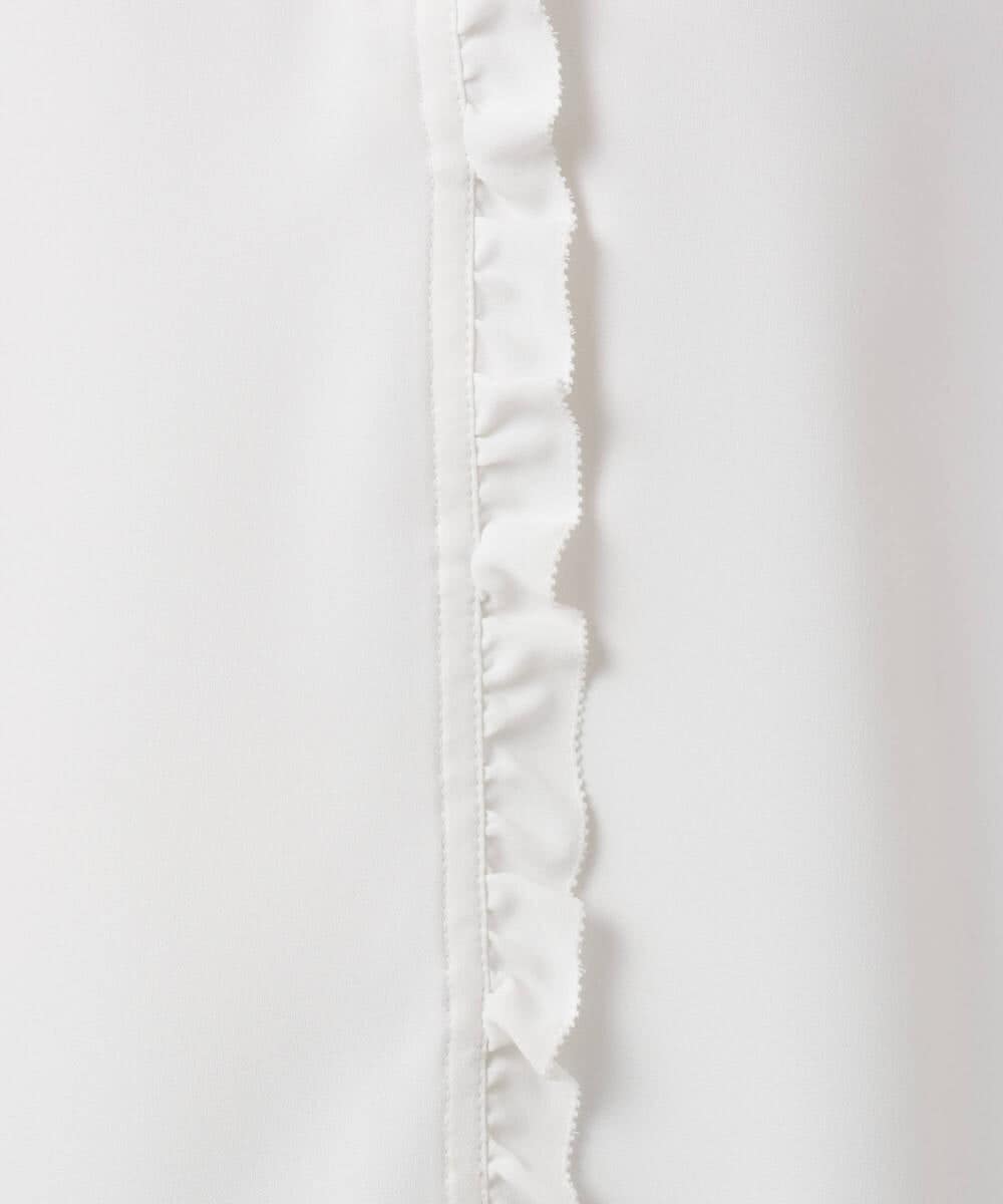 F1BGD32150 MK MICHEL KLEIN(小さいサイズ)(メゾン ドゥ サンク) 【小さいサイズ】Vネックミニフリルブラウス/洗濯機で洗える ライトブルー