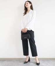 F1BGD32150 MK MICHEL KLEIN(小さいサイズ)(メゾン ドゥ サンク) 【小さいサイズ】Vネックミニフリルブラウス/洗濯機で洗える ライトブルー