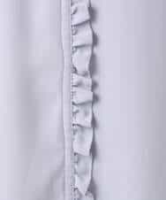 F1BGD32150 MK MICHEL KLEIN(小さいサイズ)(メゾン ドゥ サンク) 【小さいサイズ】Vネックミニフリルブラウス/洗濯機で洗える ライトブルー