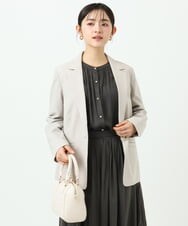 F1BGD35140 MK MICHEL KLEIN(小さいサイズ)(メゾン ドゥ サンク) 【小さいサイズ】バンドカラーサテンブラウス/接触冷感/UVカット/洗える ベージュ