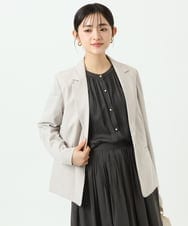F1BGD35140 MK MICHEL KLEIN(小さいサイズ)(メゾン ドゥ サンク) 【小さいサイズ】バンドカラーサテンブラウス/接触冷感/UVカット/洗える ベージュ