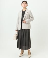 F1BGD35140 MK MICHEL KLEIN(小さいサイズ)(メゾン ドゥ サンク) 【小さいサイズ】バンドカラーサテンブラウス/接触冷感/UVカット/洗える ベージュ