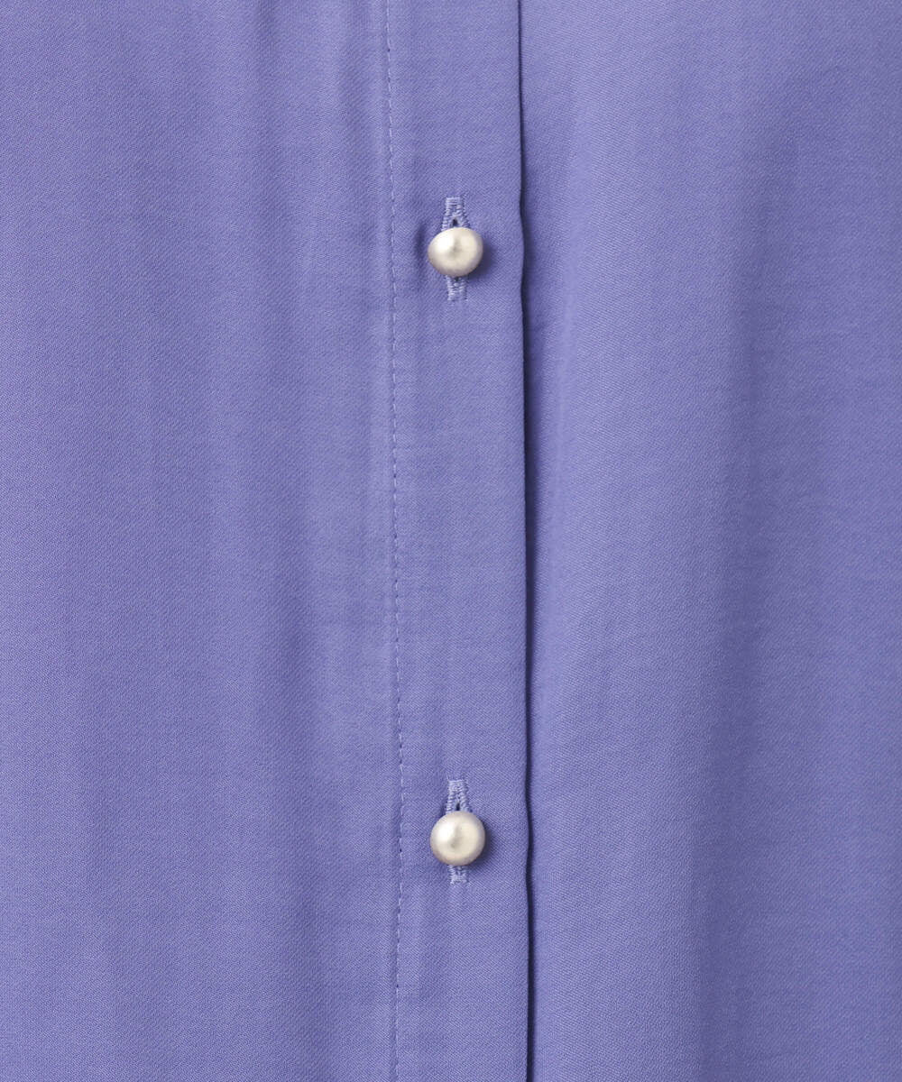 F1BGD35140 MK MICHEL KLEIN(小さいサイズ)(メゾン ドゥ サンク) 【小さいサイズ】バンドカラーサテンブラウス/接触冷感/UVカット/洗える ベージュ