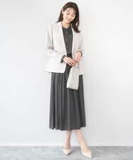 F1BGD35140 MK MICHEL KLEIN(小さいサイズ)(メゾン ドゥ サンク) 【小さいサイズ】バンドカラーサテンブラウス/接触冷感/UVカット/洗える ベージュ