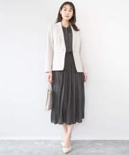 F1BGD35140 MK MICHEL KLEIN(小さいサイズ)(メゾン ドゥ サンク) 【小さいサイズ】バンドカラーサテンブラウス/接触冷感/UVカット/洗える ベージュ