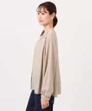 F1BGD35140 MK MICHEL KLEIN(小さいサイズ)(メゾン ドゥ サンク) 【小さいサイズ】バンドカラーサテンブラウス/接触冷感/UVカット/洗える ベージュ