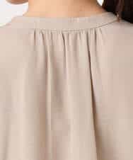 F1BGD35140 MK MICHEL KLEIN(小さいサイズ)(メゾン ドゥ サンク) 【小さいサイズ】バンドカラーサテンブラウス/接触冷感/UVカット/洗える ベージュ