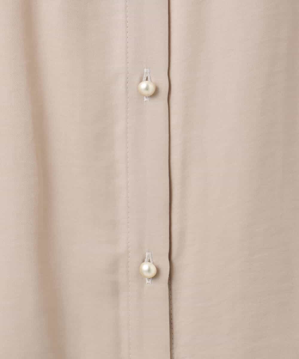 F1BGD35140 MK MICHEL KLEIN(小さいサイズ)(メゾン ドゥ サンク) 【小さいサイズ】バンドカラーサテンブラウス/接触冷感/UVカット/洗える ベージュ