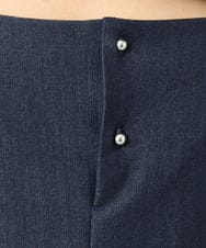 F1BGD36140 MK MICHEL KLEIN(小さいサイズ)(メゾン ドゥ サンク) 【小さいサイズ】[SANAGARAシリーズ]デニムライク キャンディースリーブブラウス/接触冷感/UVカット/洗濯機で洗える ネイビー