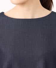 F1BGD36140 MK MICHEL KLEIN(小さいサイズ)(メゾン ドゥ サンク) 【小さいサイズ】[SANAGARAシリーズ]デニムライク キャンディースリーブブラウス/接触冷感/UVカット/洗濯機で洗える ネイビー