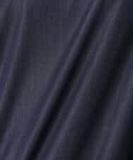 F1BGD36140 MK MICHEL KLEIN(小さいサイズ)(メゾン ドゥ サンク) 【小さいサイズ】[SANAGARAシリーズ]デニムライク キャンディースリーブブラウス/接触冷感/UVカット/洗濯機で洗える ネイビー