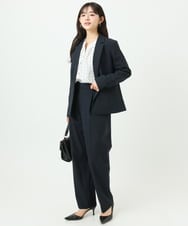 F1BGD39150 MK MICHEL KLEIN(小さいサイズ)(メゾン ドゥ サンク) 【小さいサイズ】ミニトライアングル幾何柄ブラウス/接触冷感/UVカット/洗濯機で洗える ネイビー