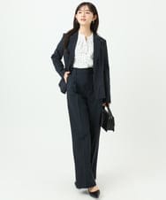 F1BGD39150 MK MICHEL KLEIN(小さいサイズ)(メゾン ドゥ サンク) 【小さいサイズ】ミニトライアングル幾何柄ブラウス/接触冷感/UVカット/洗濯機で洗える ネイビー