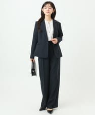 F1BGD39150 MK MICHEL KLEIN(小さいサイズ)(メゾン ドゥ サンク) 【小さいサイズ】ミニトライアングル幾何柄ブラウス/接触冷感/UVカット/洗濯機で洗える ネイビー