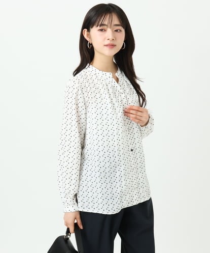 F1BGD39150 MK MICHEL KLEIN(小さいサイズ) 【小さいサイズ】ミニトライアングル幾何柄ブラウス/接触冷感/UVカット/洗濯機で洗える