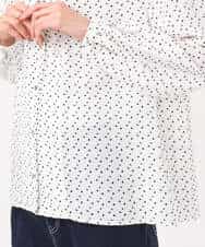 F1BGD39150 MK MICHEL KLEIN(小さいサイズ)(メゾン ドゥ サンク) 【小さいサイズ】ミニトライアングル幾何柄ブラウス/接触冷感/UVカット/洗濯機で洗える アイボリー