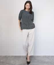 F1BGD42150 MK MICHEL KLEIN(小さいサイズ)(メゾン ドゥ サンク) 【小さいサイズ】フラワーモチーフプリントブラウス/接触冷感/UVカット/洗濯機で洗える アイボリー