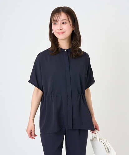 F1BGD44160 MK MICHEL KLEIN(小さいサイズ) 【小さいサイズ】[UVカット/接触冷感/防シワ/通気性/洗濯機で洗える]バンドカラーブラウス