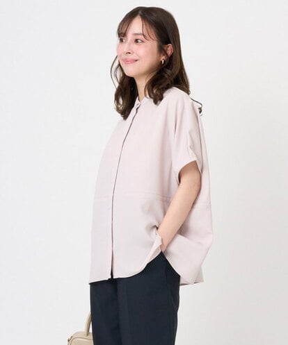 F1BGD44160 MK MICHEL KLEIN(小さいサイズ) 【小さいサイズ】[UVカット/接触冷感/防シワ/通気性/洗濯機で洗える]バンドカラーブラウス