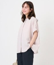F1BGD44160 MK MICHEL KLEIN(小さいサイズ)(メゾン ドゥ サンク) 【小さいサイズ】[UVカット/接触冷感/防シワ/通気性/洗濯機で洗える]バンドカラーブラウス ベージュ