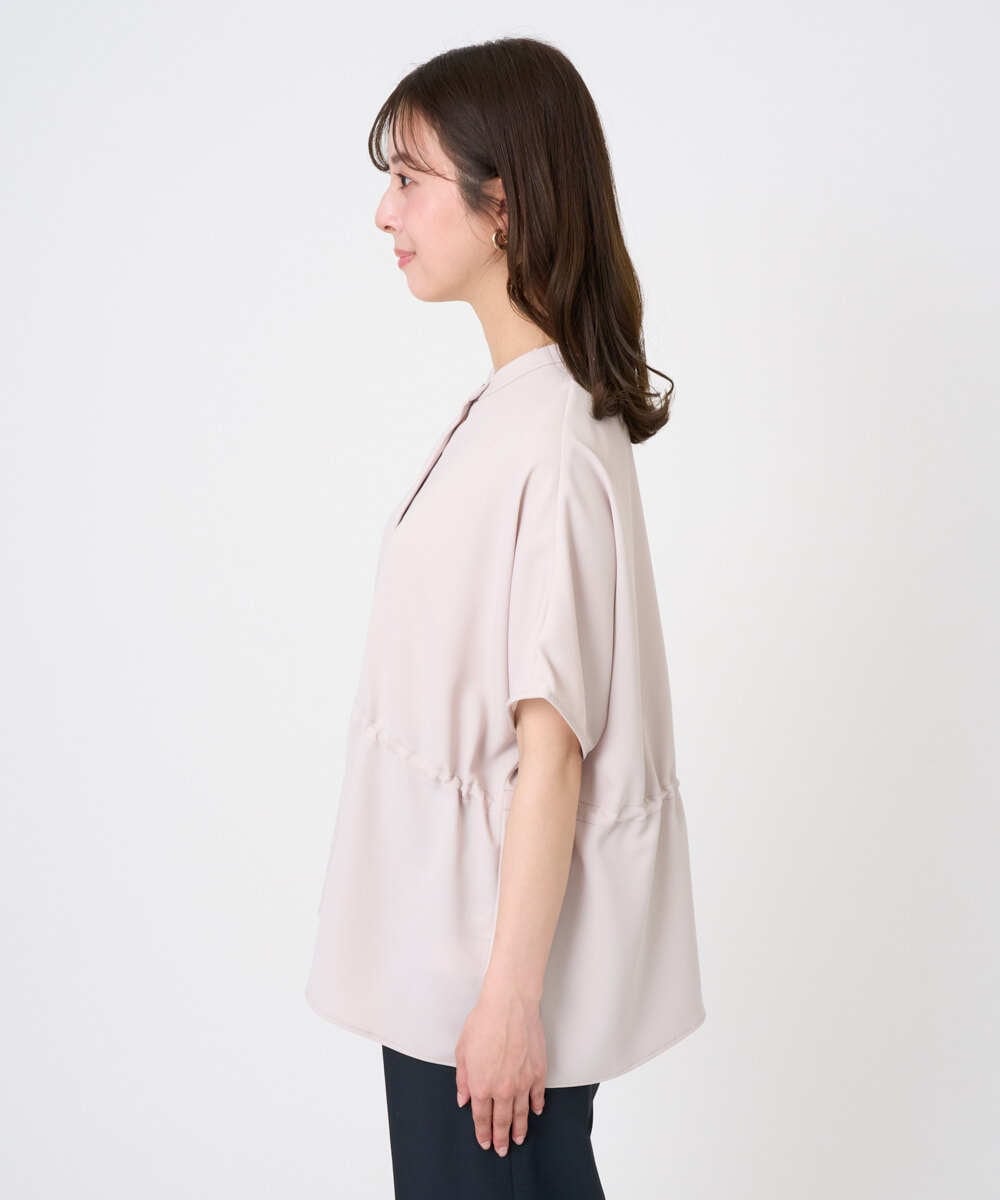F1BGD44160 MK MICHEL KLEIN(小さいサイズ)(メゾン ドゥ サンク) 【小さいサイズ】[UVカット/接触冷感/防シワ/通気性/洗濯機で洗える]バンドカラーブラウス ベージュ