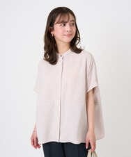 F1BGD44160 MK MICHEL KLEIN(小さいサイズ)(メゾン ドゥ サンク) 【小さいサイズ】[UVカット/接触冷感/防シワ/通気性/洗濯機で洗える]バンドカラーブラウス ベージュ