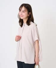 F1BGD44160 MK MICHEL KLEIN(小さいサイズ)(メゾン ドゥ サンク) 【小さいサイズ】[UVカット/接触冷感/防シワ/通気性/洗濯機で洗える]バンドカラーブラウス ベージュ