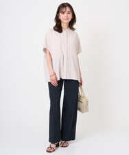 F1BGD44160 MK MICHEL KLEIN(小さいサイズ)(メゾン ドゥ サンク) 【小さいサイズ】[UVカット/接触冷感/防シワ/通気性/洗濯機で洗える]バンドカラーブラウス ベージュ